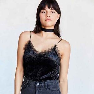 Urban Outfitters (Kimchi Blue) Black Velvet Lace Cami Tank Size S
